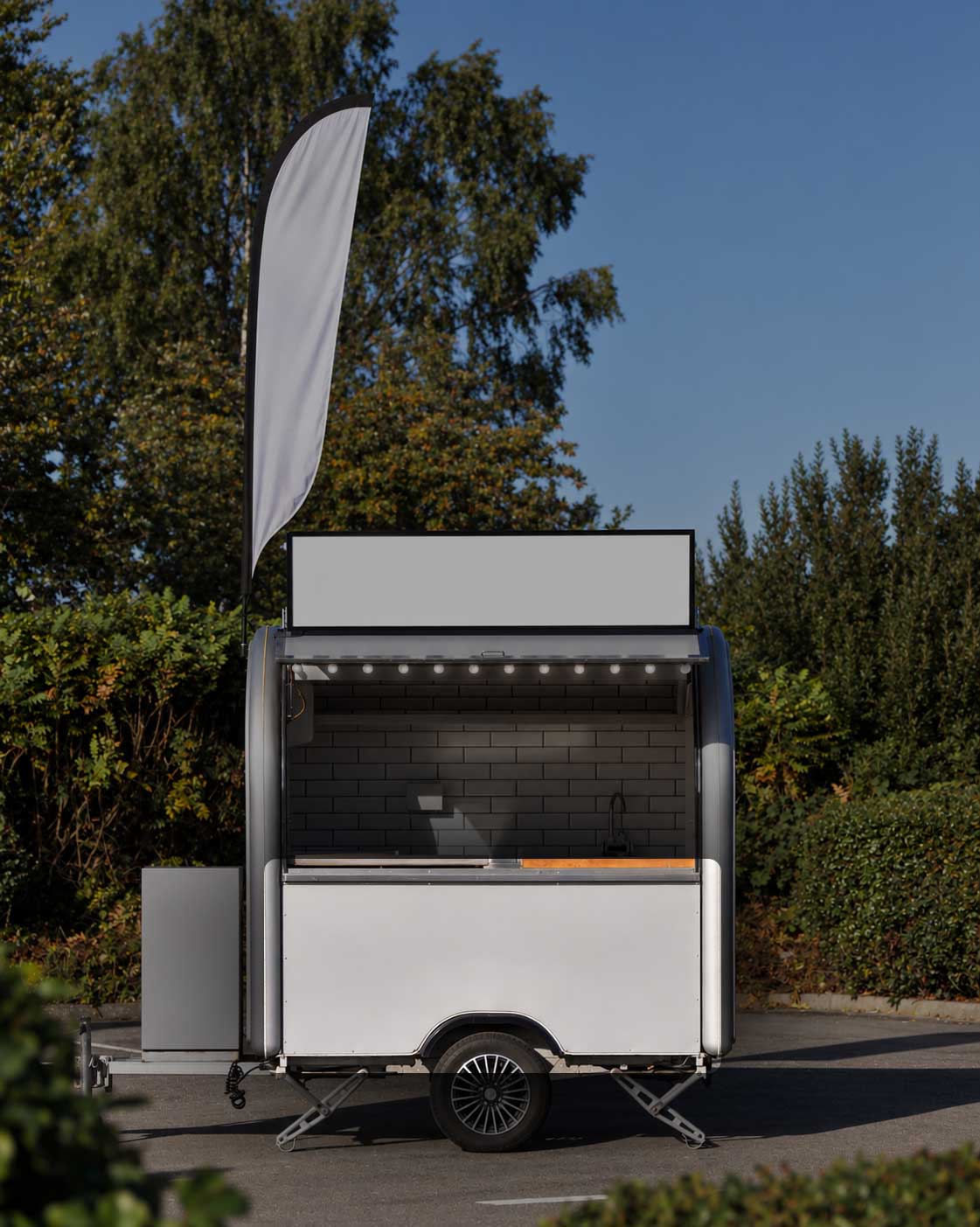 Mr Hot Dog food truck with a branded lower front panel