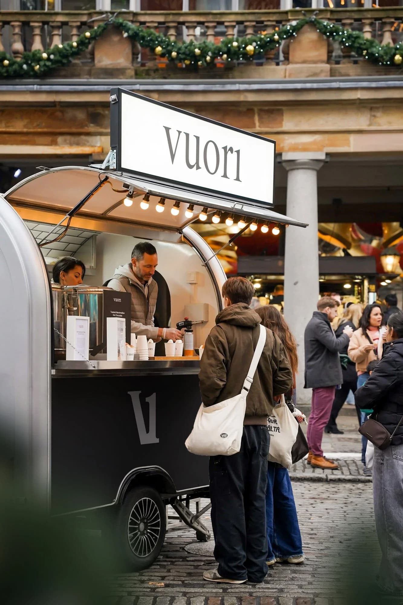 Mr Hot Dog hot chocolate giveaway for Vuori in London